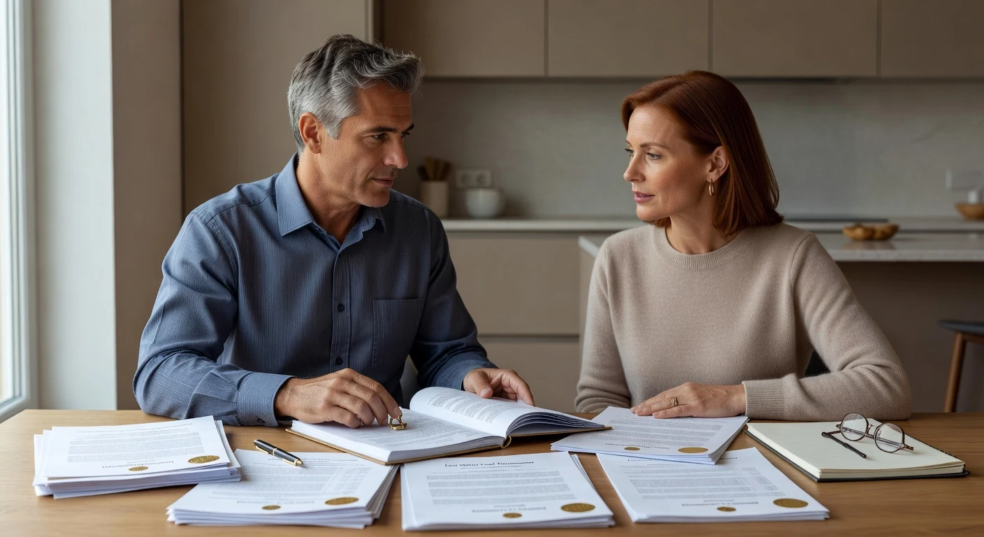 Executor and beneficiary discussing compensation and estate matters in a calm professional setting