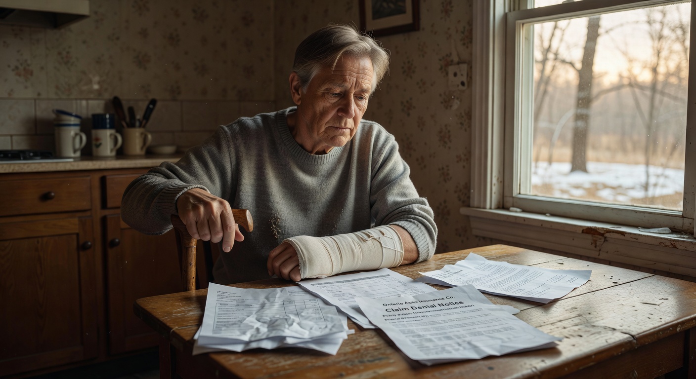 The human impact of Ontario’s pain and suffering barriers - injured accident victim reviewing medical and insurance documents